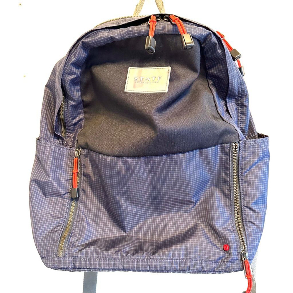 State Blue and Black Geometric Print Backpack
